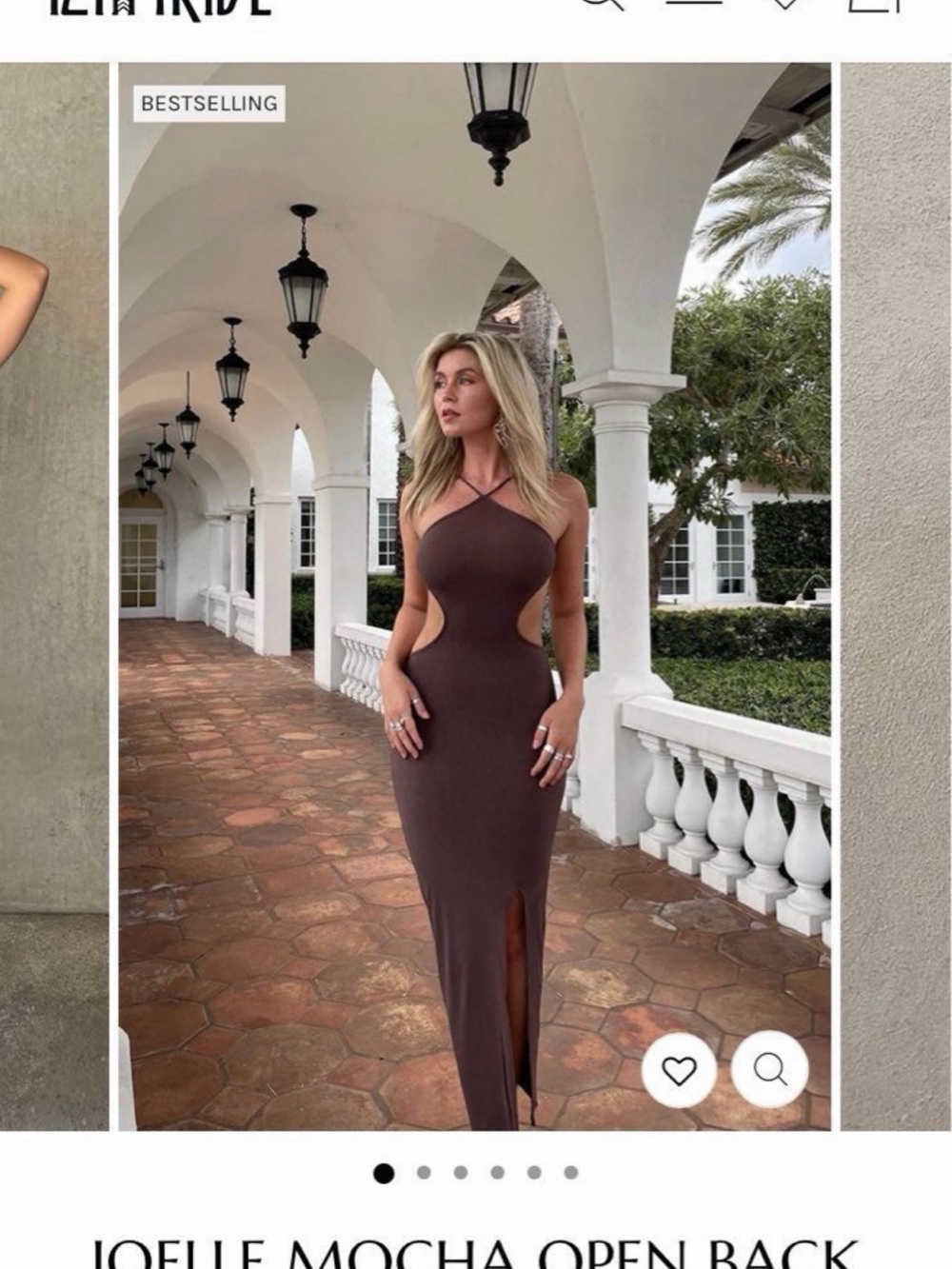 12th Tribe Mocha Open-Back Cutout Halter Maxi Dress